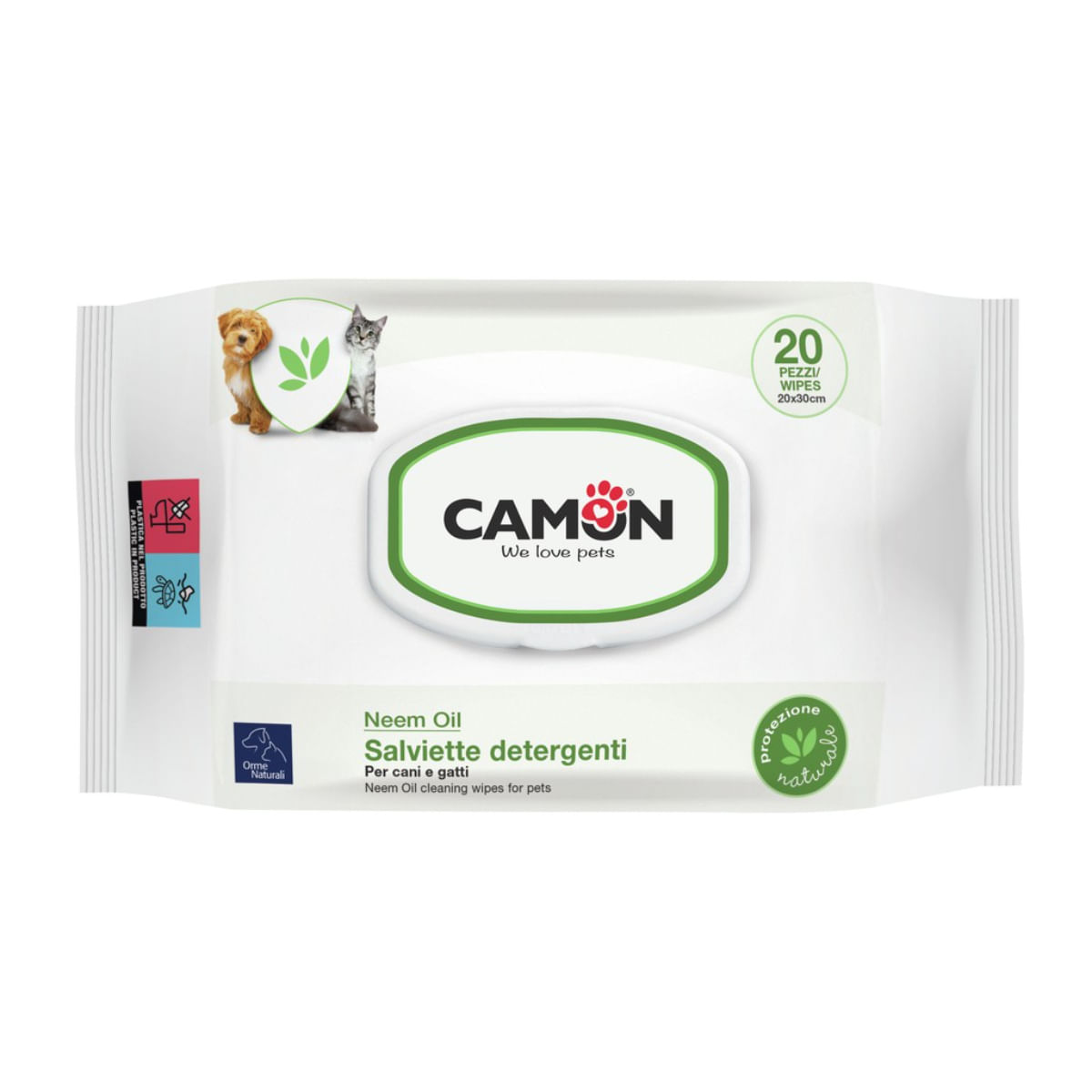 CAMON Neem Oil, șervețele umede câini și pisici, Ulei de Neem, 20buc - poza 2