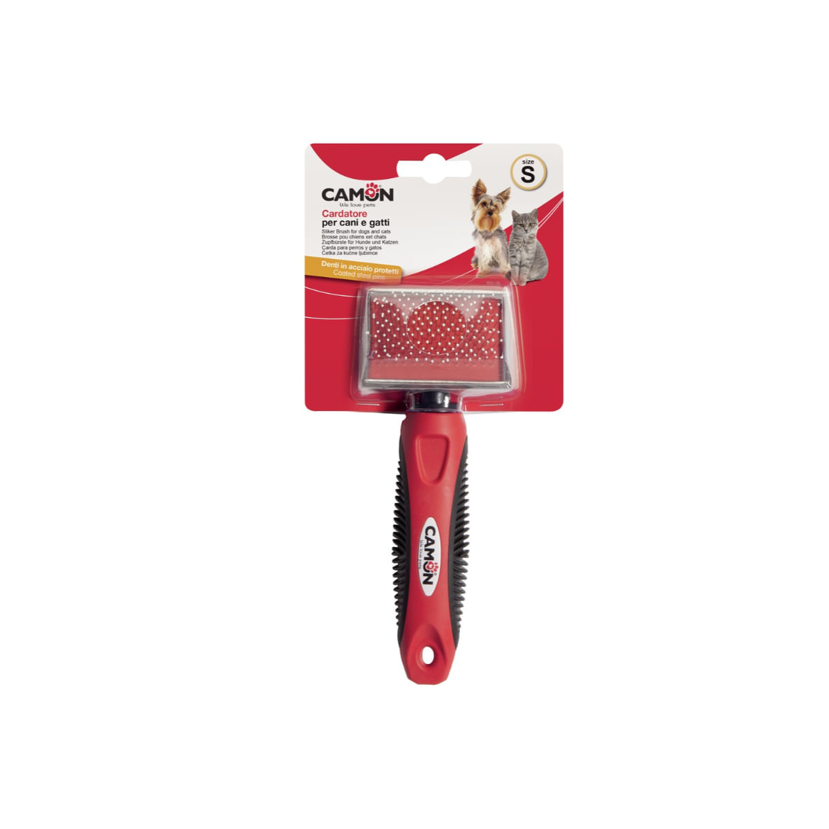 CAMON Perie cu dinți de oțel și vârfuri rotunjite, perie câini CAMON Perie cu dinți de oțel și vârfuri rotunjite, S, perie câini și pisici, 4.5x6cm - poza 1