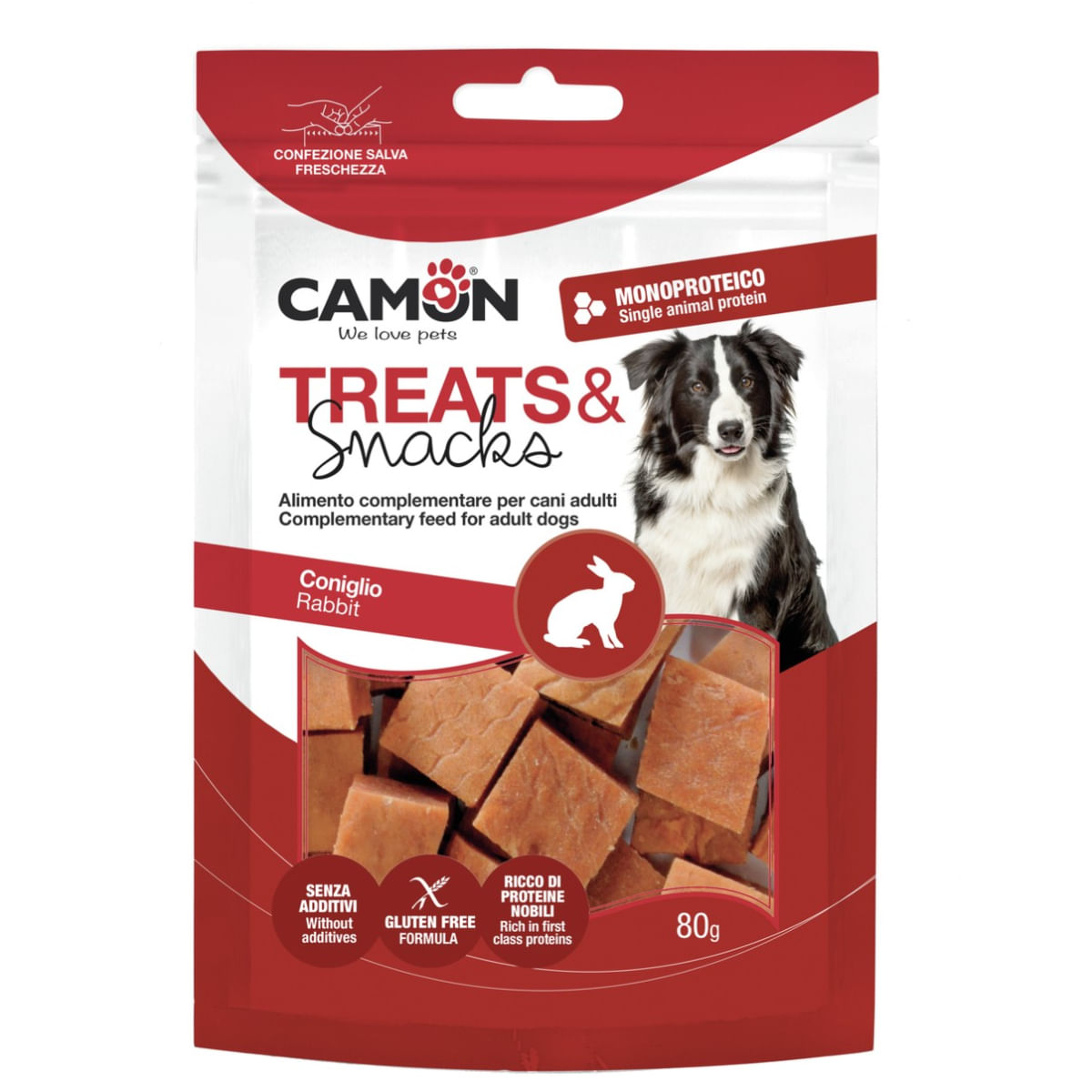 CAMON Rabbit Cubes, XS-XL, Iepure, punguță recompense câini, 80g - poza 1