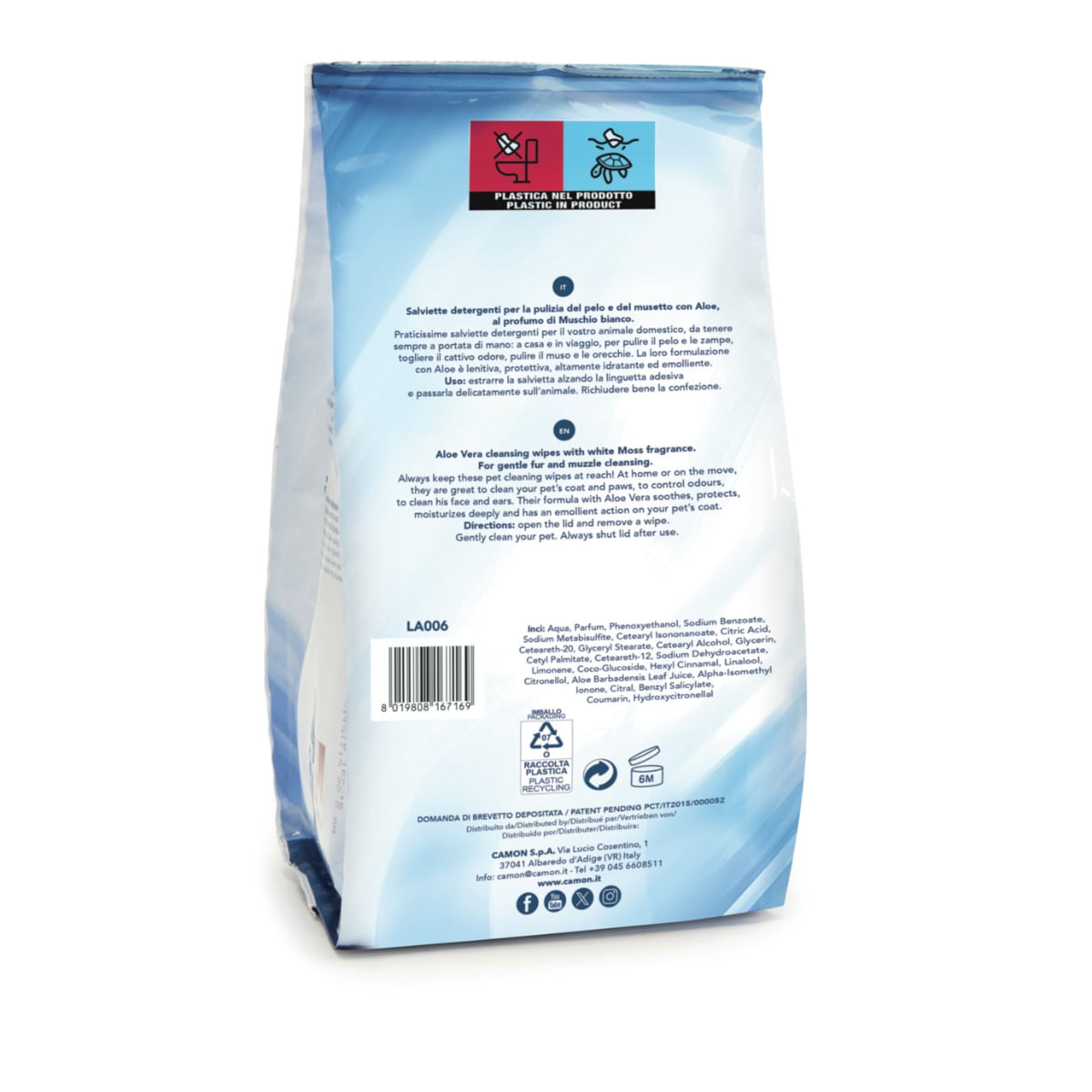 CAMON, șervețele umede câini și pisici, Aloe Vera și Mosc Alb, 100buc - poza 3