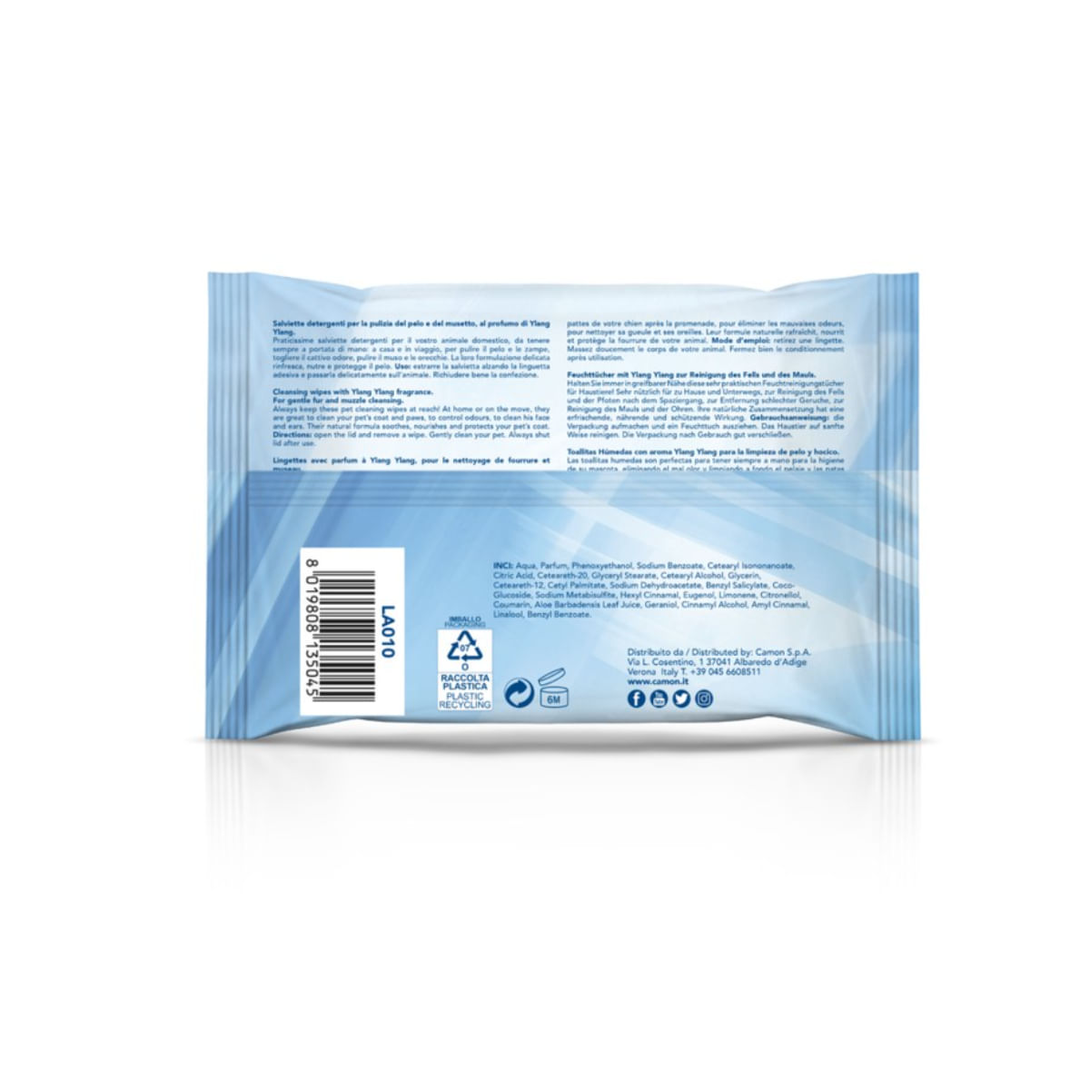 CAMON, șervețele umede câini și pisici, Ylang-Ylang și Aloe Vera, 40buc - poza 3