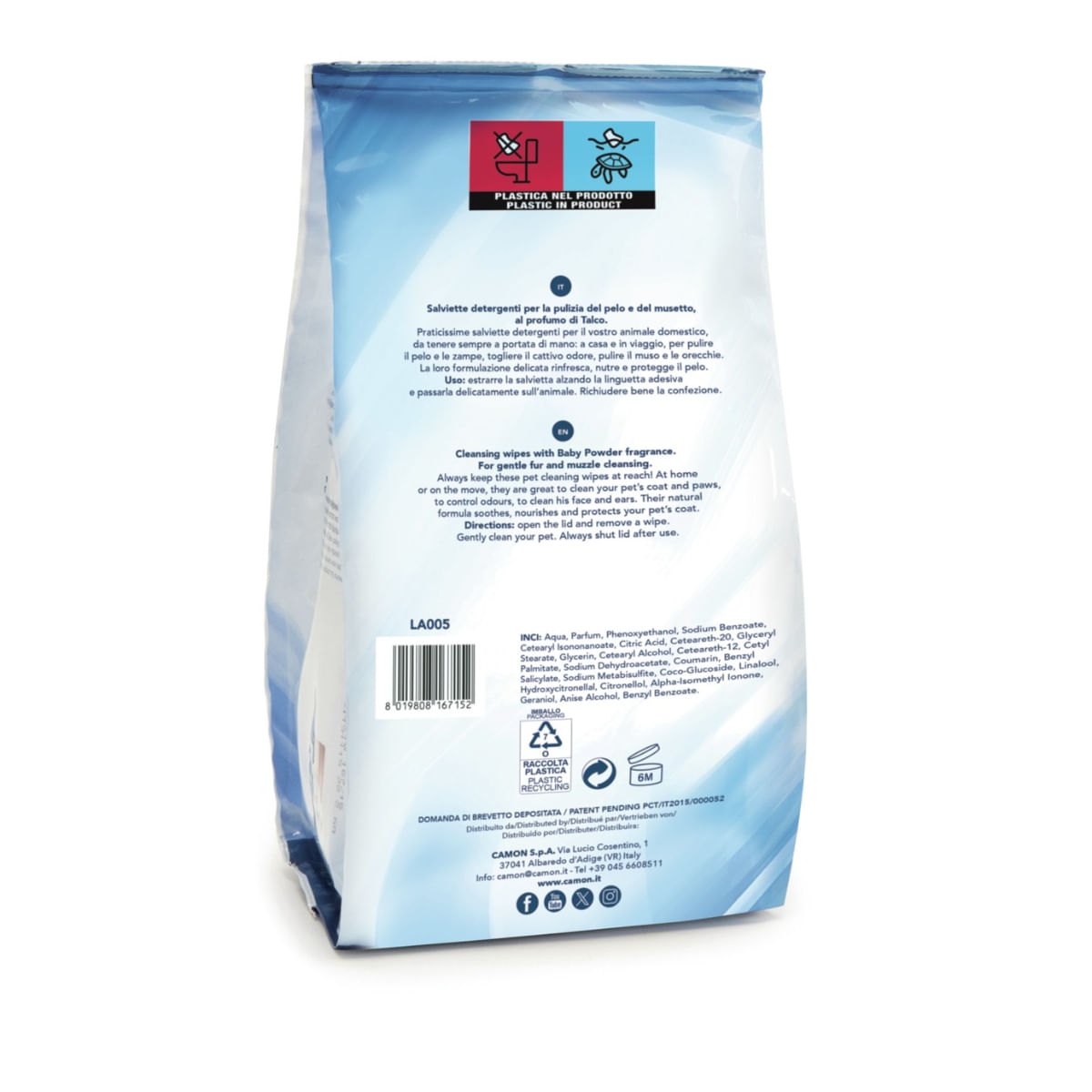 CAMON, șervețele umede câini, Talc CAMON, șervețele umede câini și pisici, Talc, 100buc - poza 3