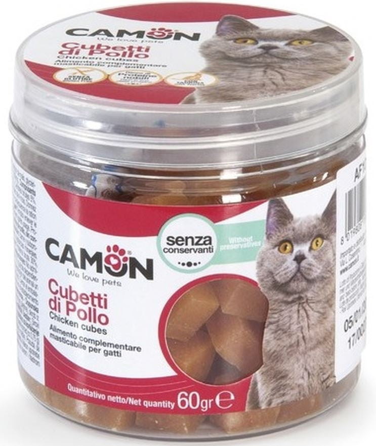 CAMON Snack pentru pisici, cuburi Pui, 60g