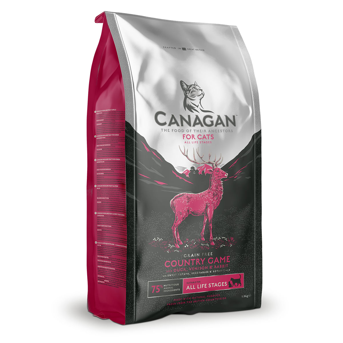 CANAGAN Country Game, Rață și Căprioară, hrană uscată fără cereale pisici junior & adult, 1.5kg - poza 1