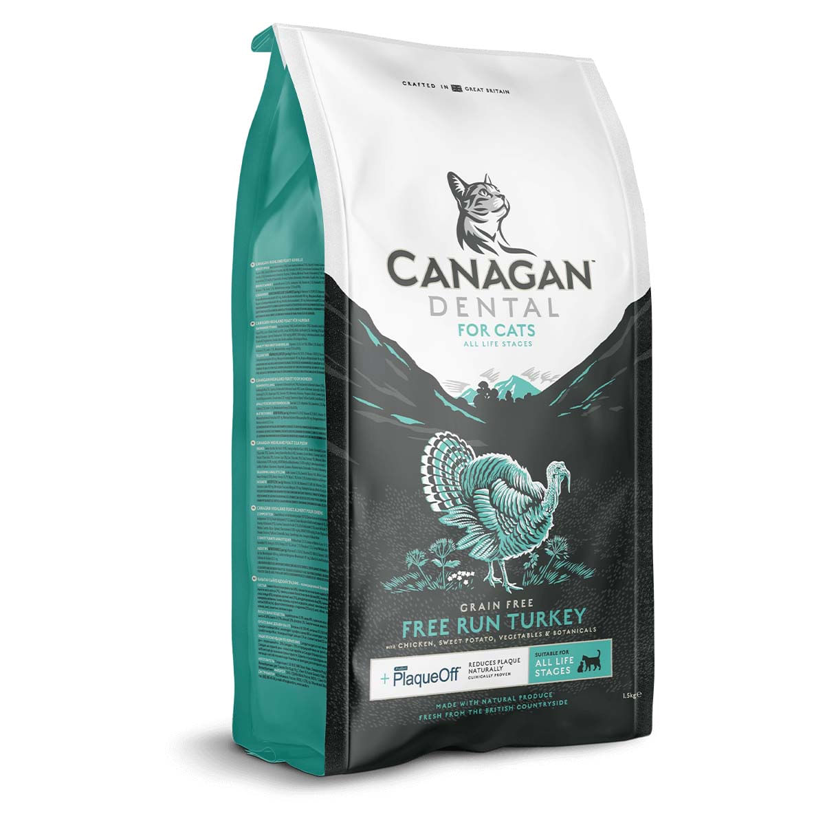 CANAGAN Dental, Curcan, hrană uscată fără cereale pisici junior & adult, sensibilități dentare, 375g - poza 1