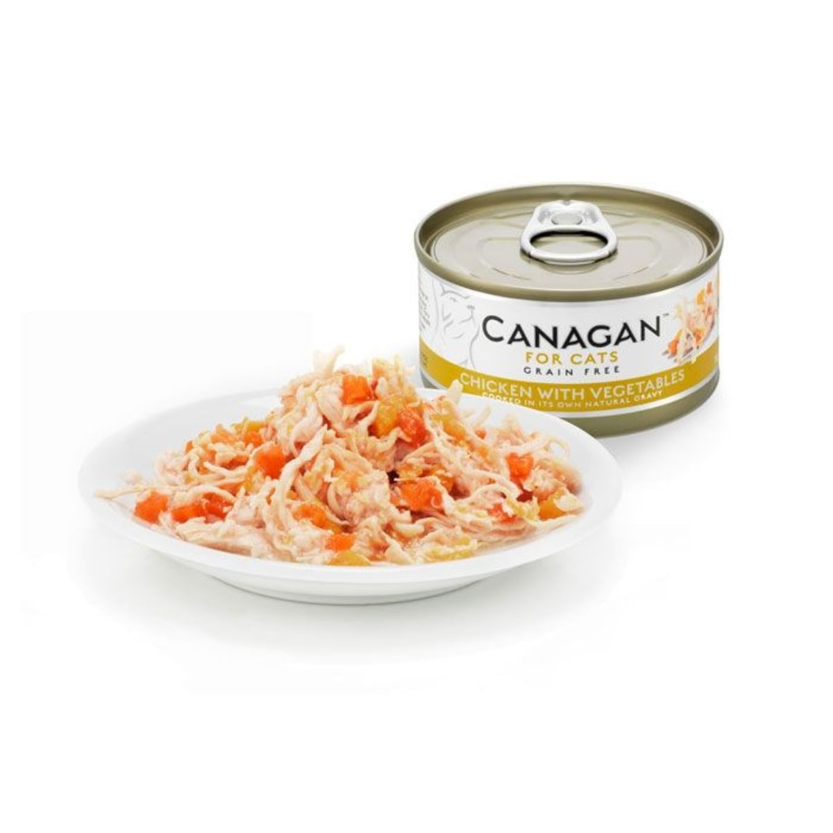 CANAGAN, Pui și Legume, conservă hrană umedă fără cereale pisici junior & adult, (în suc propriu), 75g - poza 4