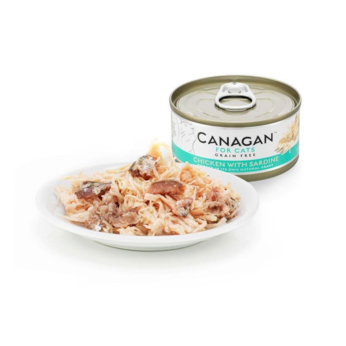CANAGAN, Pui și Sardine, conservă hrană umedă fără cereale pisici junior & adult, (în suc propriu), 75g - poza 4