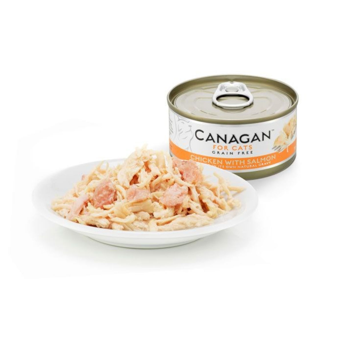 CANAGAN, Pui și Somon, conservă hrană umedă fără cereale pisici junior & adult, (în suc propriu), 75g - poza 4