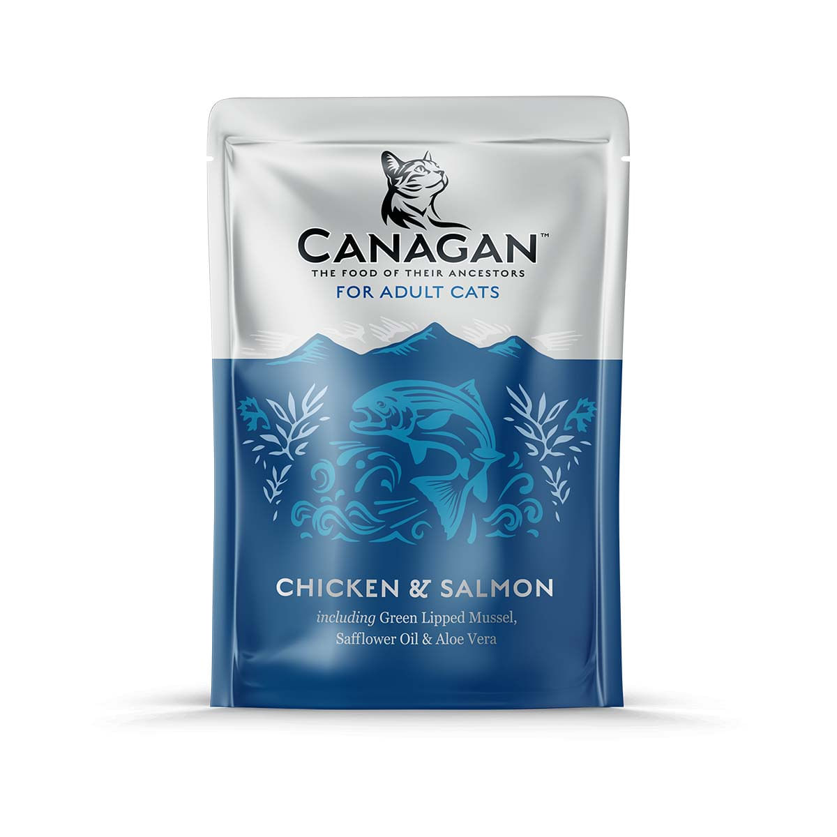 CANAGAN, Pui și Somon, plic hrană umedă fără cereale pisici, (în supă), 85g - poza 1