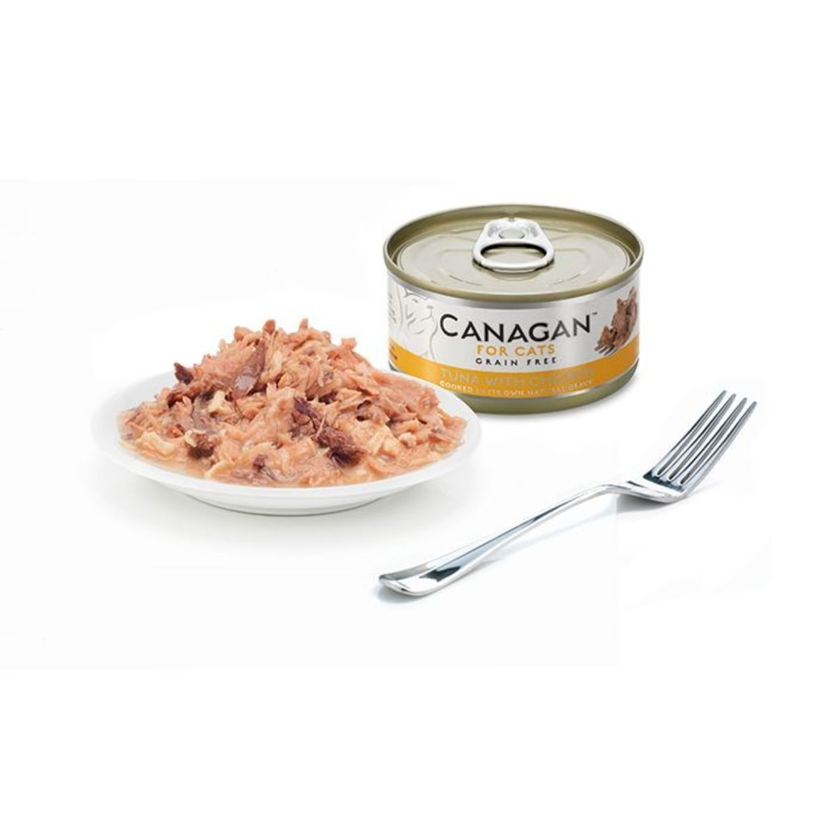 CANAGAN, Ton și Pui, conservă hrană umedă fără cereale pisici junior & adult, (în suc propriu), 75g - poza 4