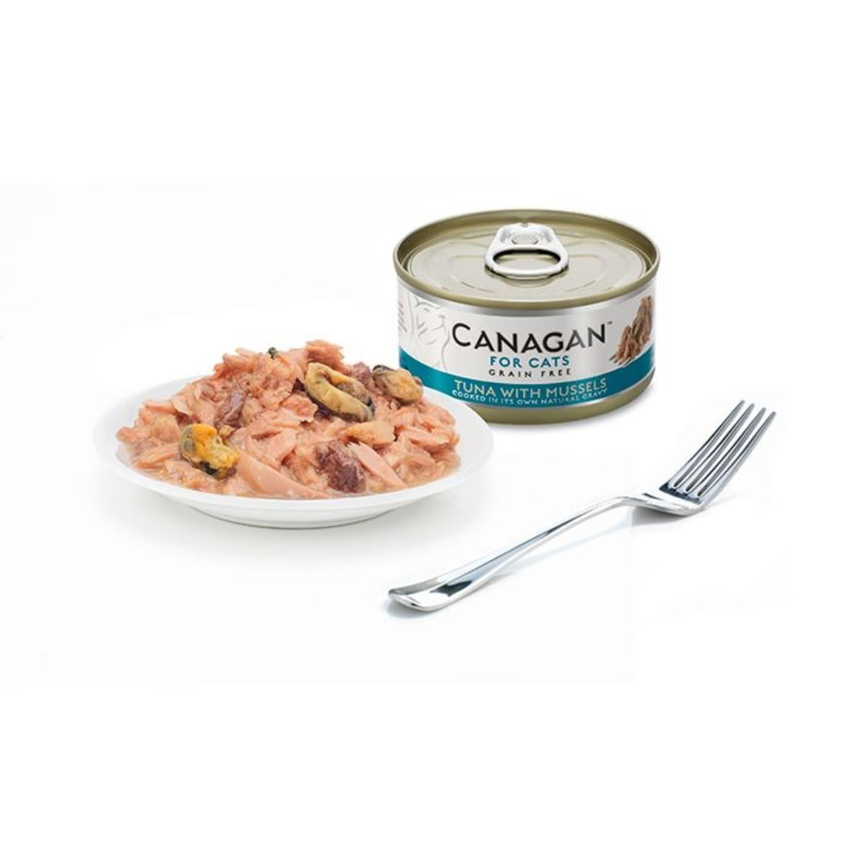CANAGAN, Ton și Scoici, conservă hrană umedă fără cereale pisici junior & adult, (în suc propriu), 75g - poza 4
