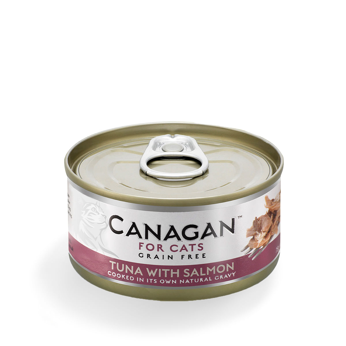 CANAGAN, Ton și Somon, conservă hrană umedă fără cereale pisici junior & adult, (în suc propriu), 75g - poza 1