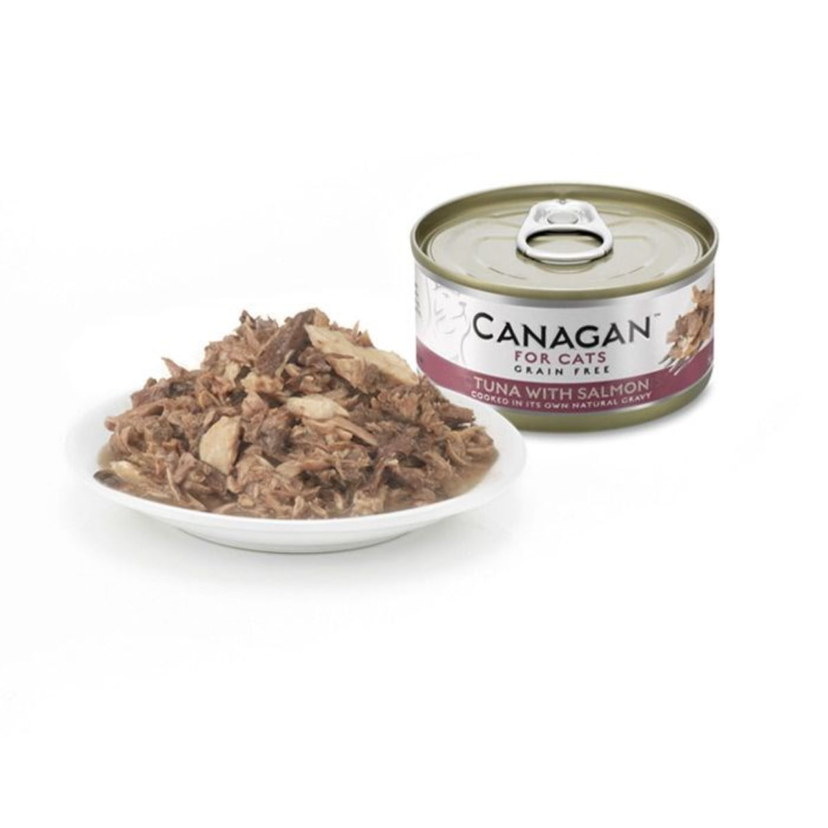 CANAGAN, Ton și Somon, conservă hrană umedă fără cereale pisici junior & adult, (în suc propriu), 75g - poza 4