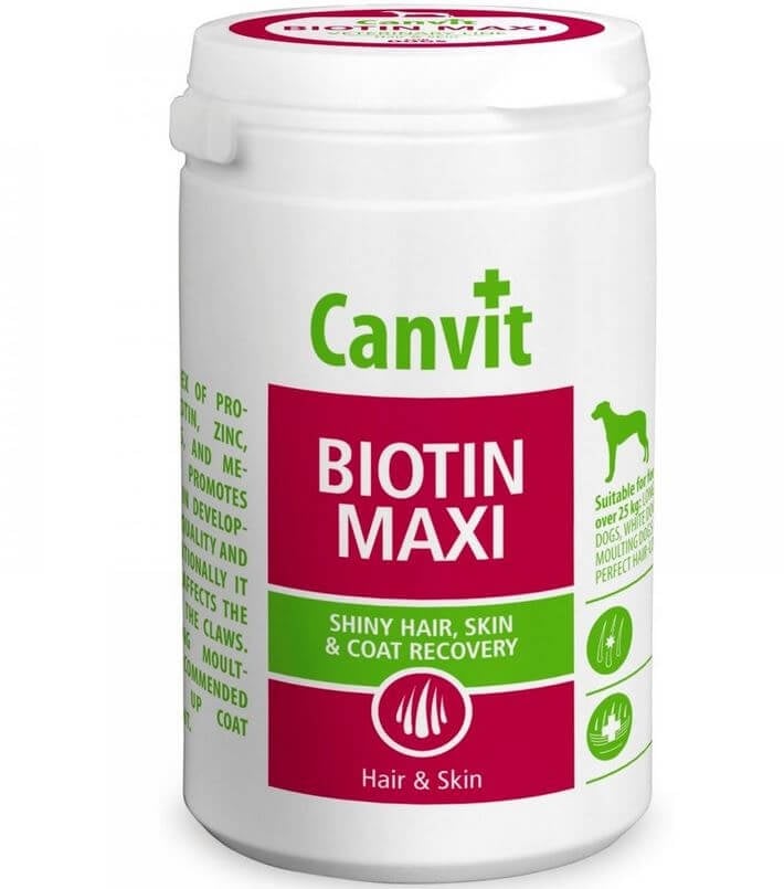 CANVIT Biotin Maxi, supliment piele & blană câini CANVIT Biotin Maxi, M-XL, supliment piele & blană câini, flacon, 500g - poza 1