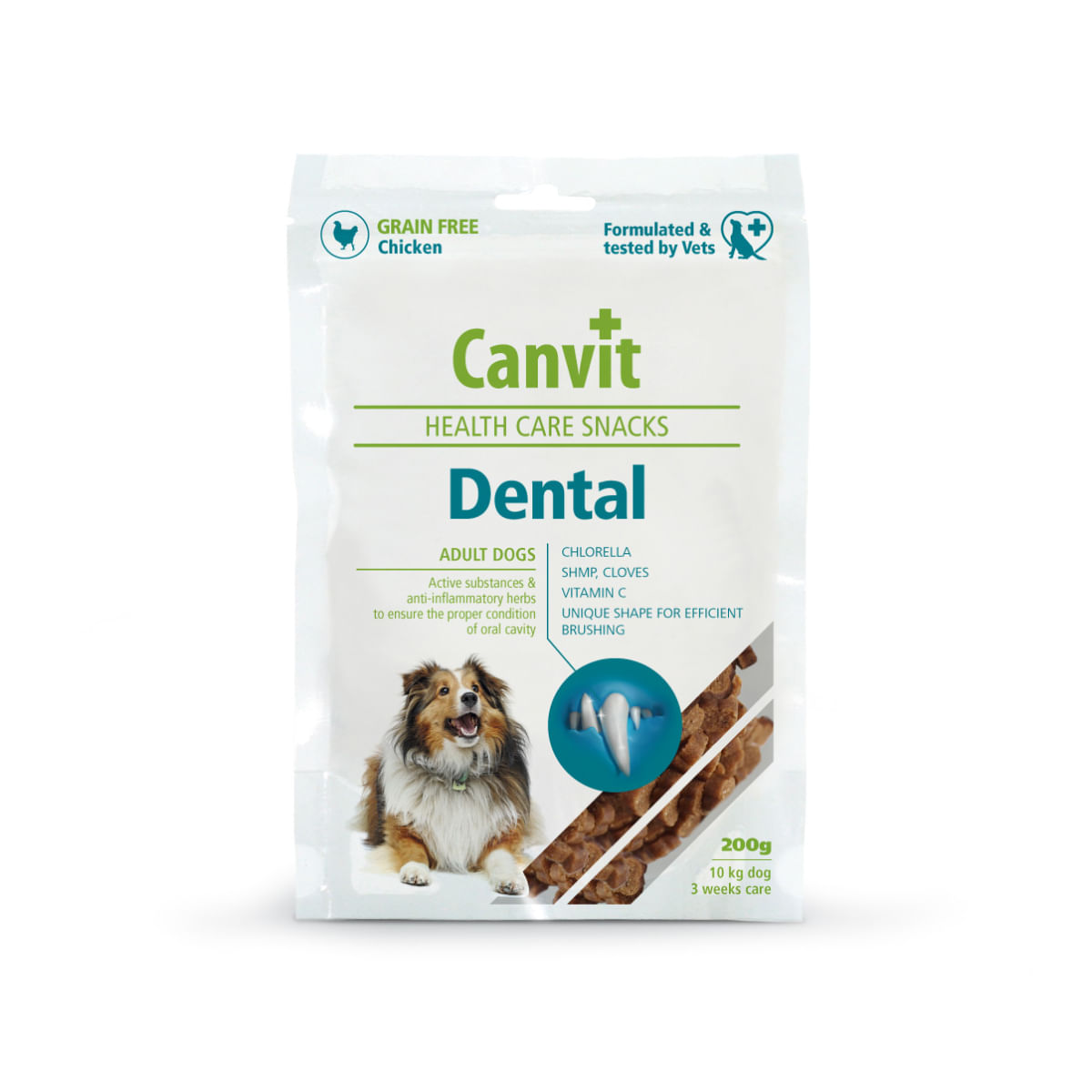 CANVIT Snack Dental, XS-S, Rață, punguță recompense funcționale câini, sensibilități dentare, 200g - poza 2