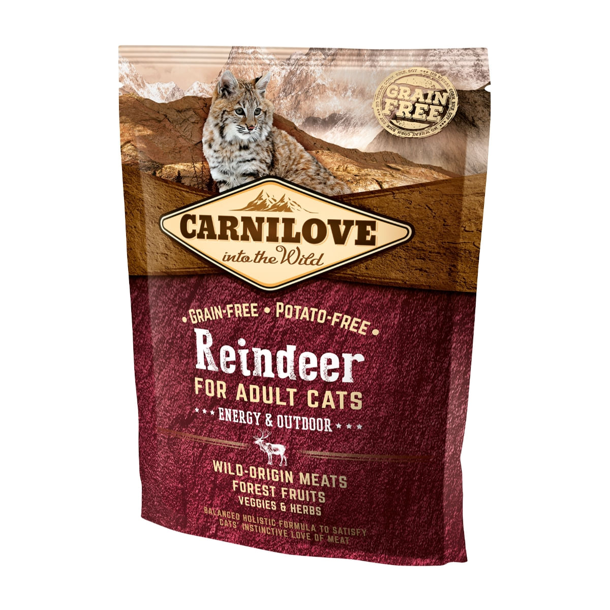 CARNILOVE Energy & Outdoor, Ren, hrană uscată fără cereale pisici de exterior și activitate intensă, 400g - poza 2