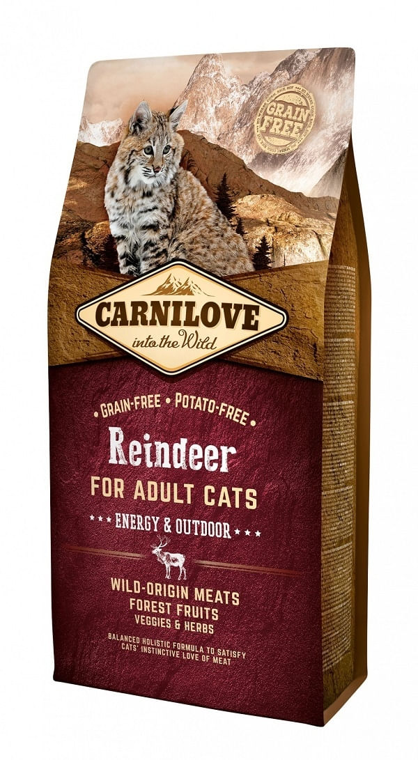 CARNILOVE Energy & Outdoor, Ren, hrană uscată fără cereale pisici de exterior și activitate intensă, 6kg - poza 2