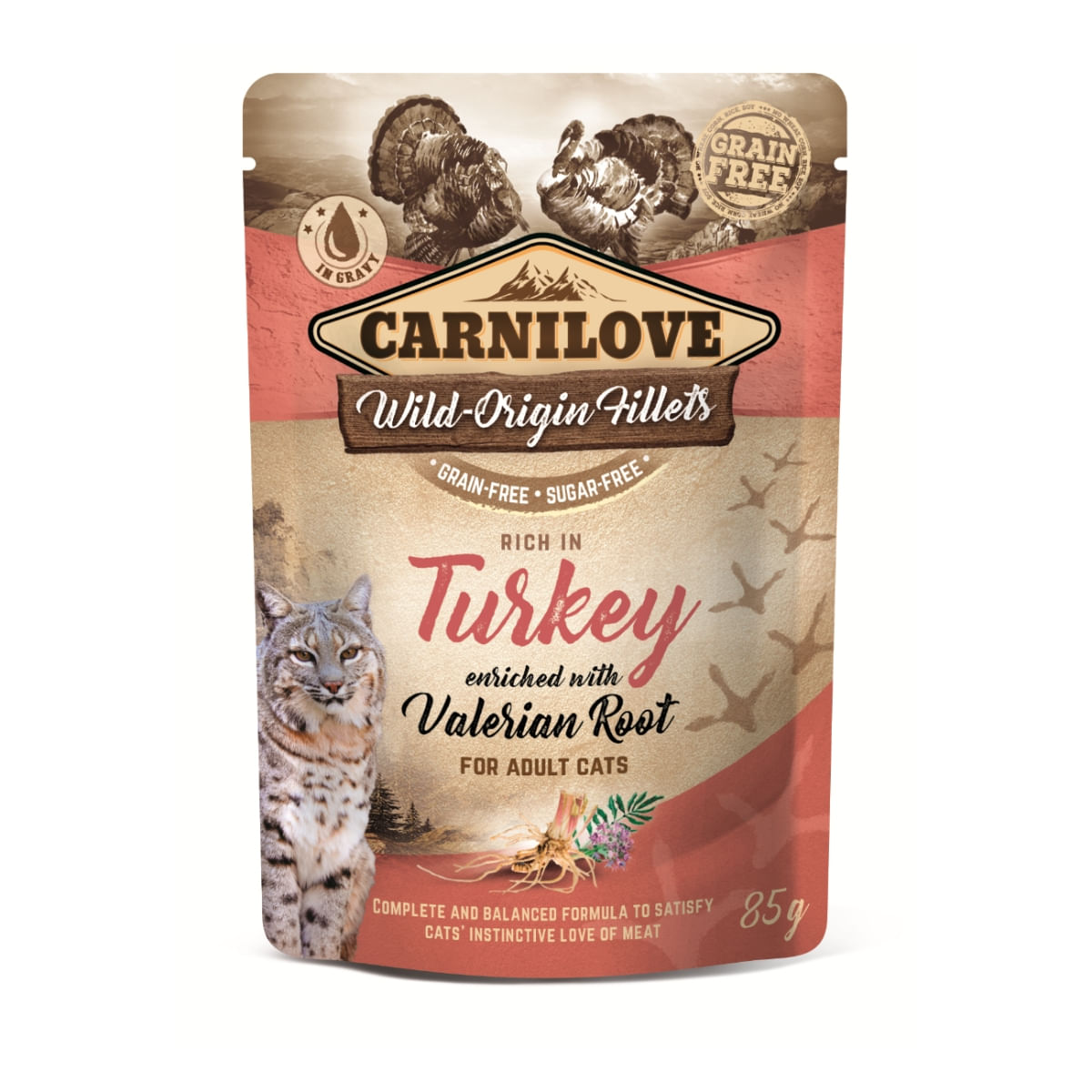 CARNILOVE, File Curcan cu Valeriană, plic hrană umedă fără cereale pisici, (în sos), 85g - poza 1