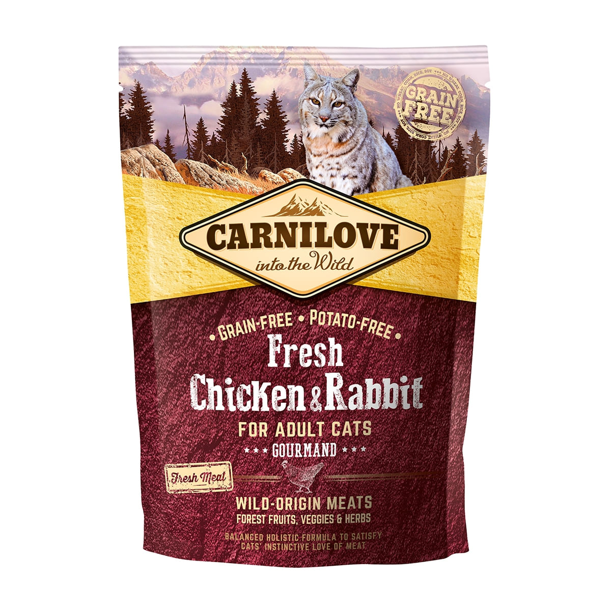 CARNILOVE Fresh Gourmand, Pui și Iepure, hrană uscată fără cereale pisici, apetit capricios, 400g - poza 1