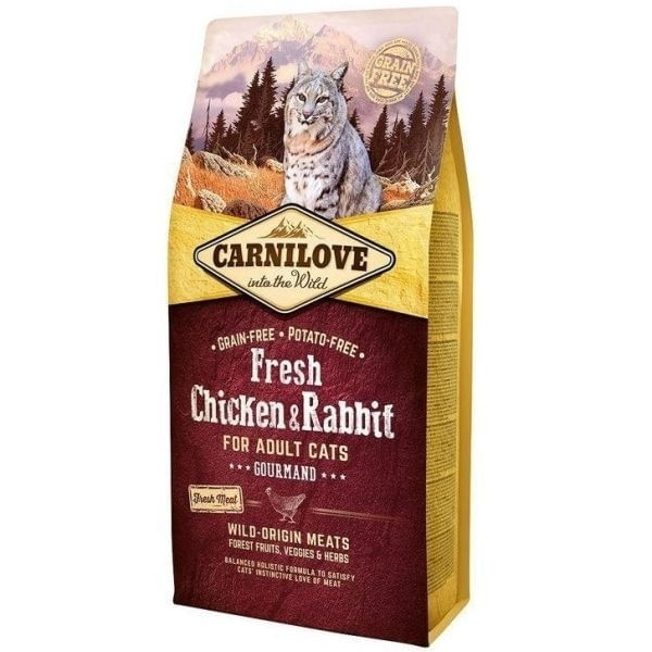 CARNILOVE Fresh Gourmand, Pui și Iepure, hrană uscată fără cereale pisici, apetit capricios, 6kg - poza 2