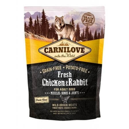CARNILOVE Fresh Muscles, Bones & Joints S-XL, Pui și Iepure, hrană uscată fără cereale câini, sensibilitați articulare, 1.5kg - poza 2