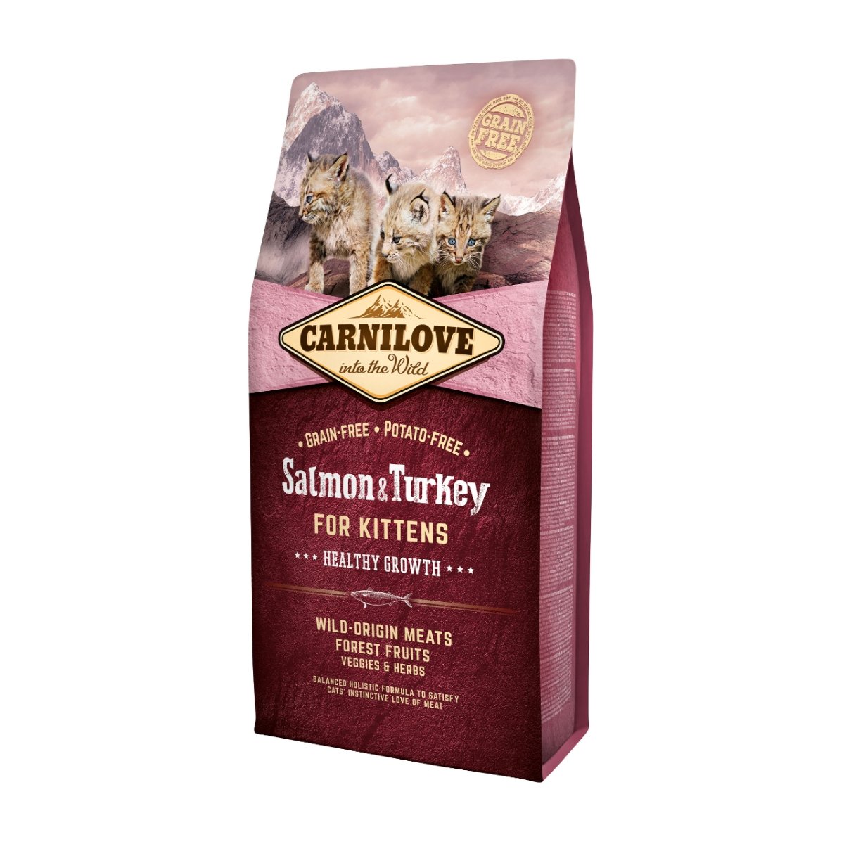 CARNILOVE Healthy Growth Kitten, Somon și Curcan, hrană uscată fără cereale pisici junior, 6kg - poza 1