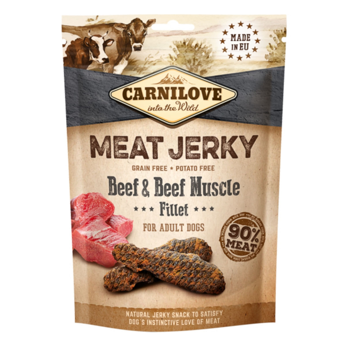 CARNILOVE Jerky, XS-XL, Vită, punguță recompense fără cereale câini, 100g - poza 4