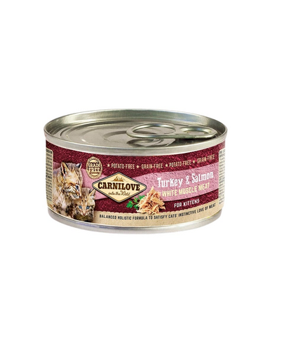 CARNILOVE Kitten Curcan și Somon 100g hrană umedă pisoi