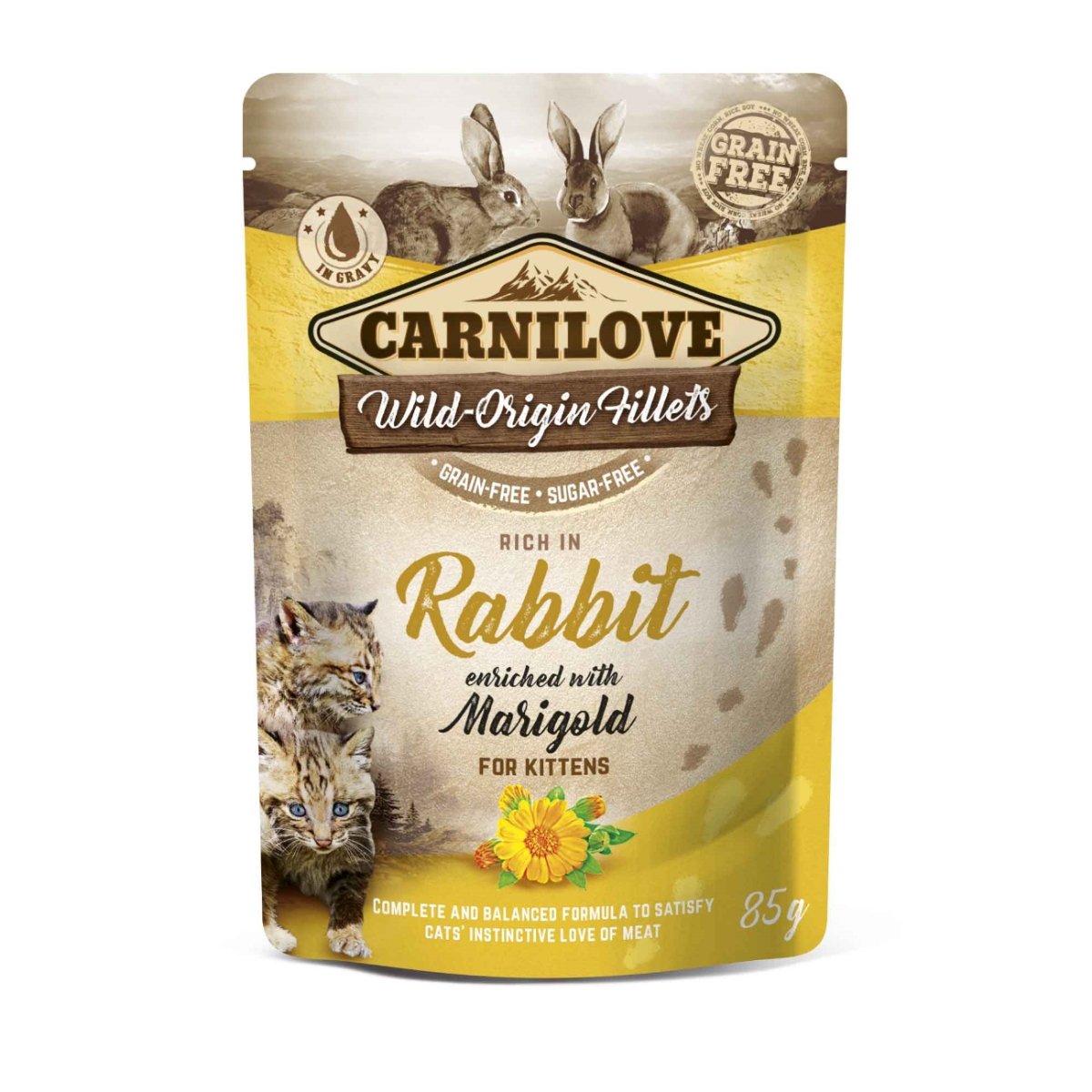 CARNILOVE Kitten, File Iepure cu Gălbenele, plic hrană umedă fără cereale pisici junior, (în sos), 85g - poza 1