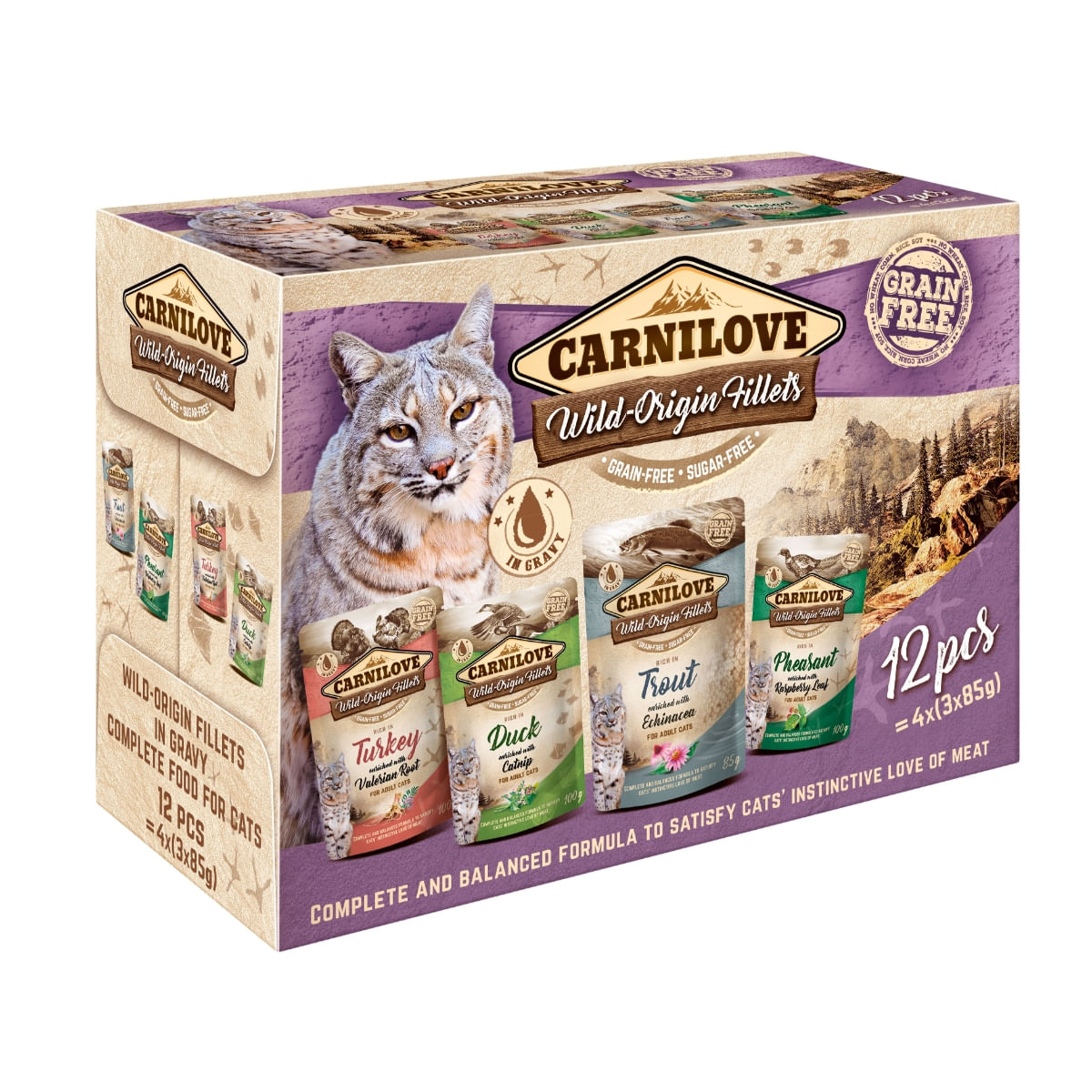 CARNILOVE Multipack, 4 arome, pachet mixt, plic hrană umedă fără cereale pisici, (în sos), 85g x 12 - poza 2