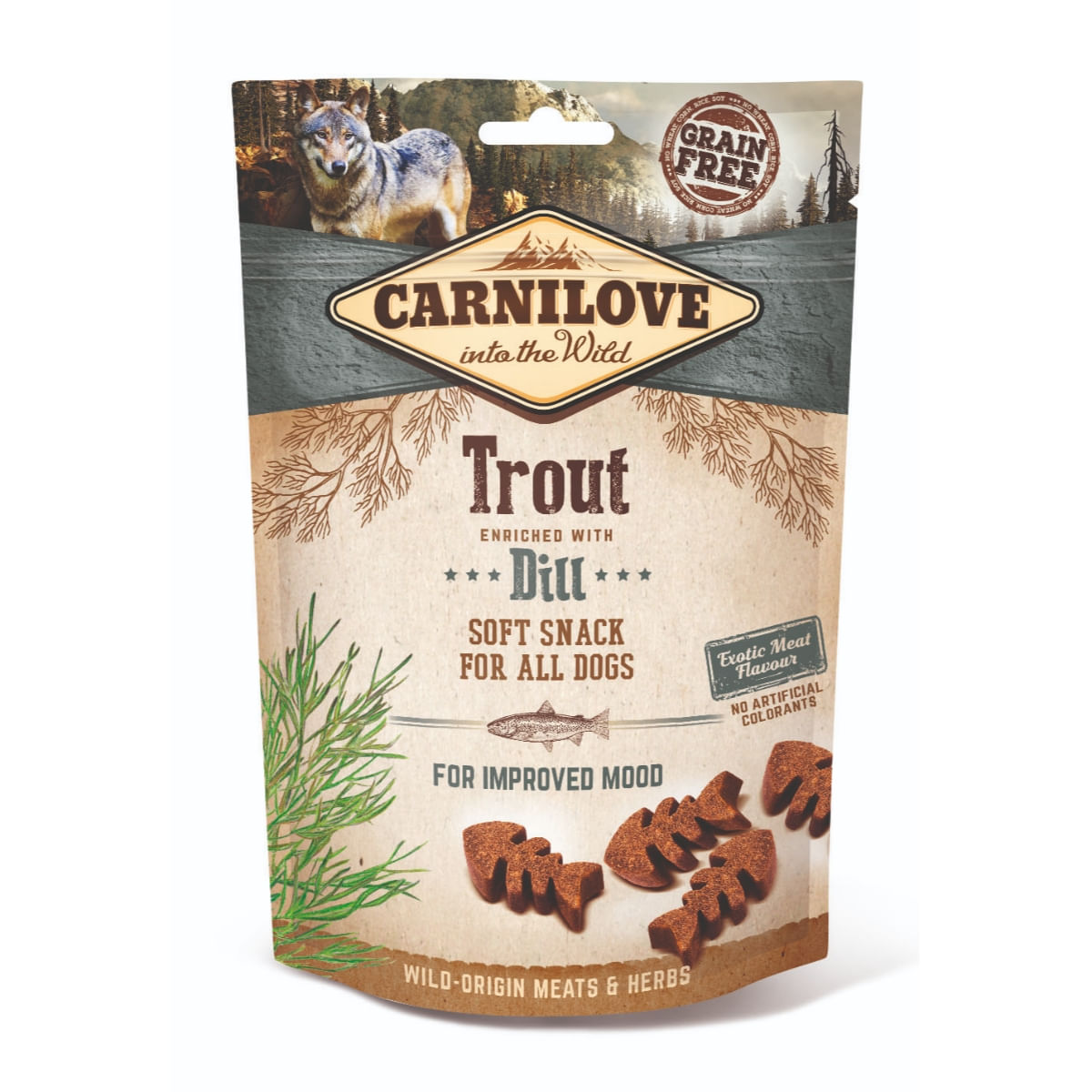 CARNILOVE Semi Moist Snack, Păstrăv cu Mărar, recompense funcționale fără cereale câini, antistres, 200g - poza 2