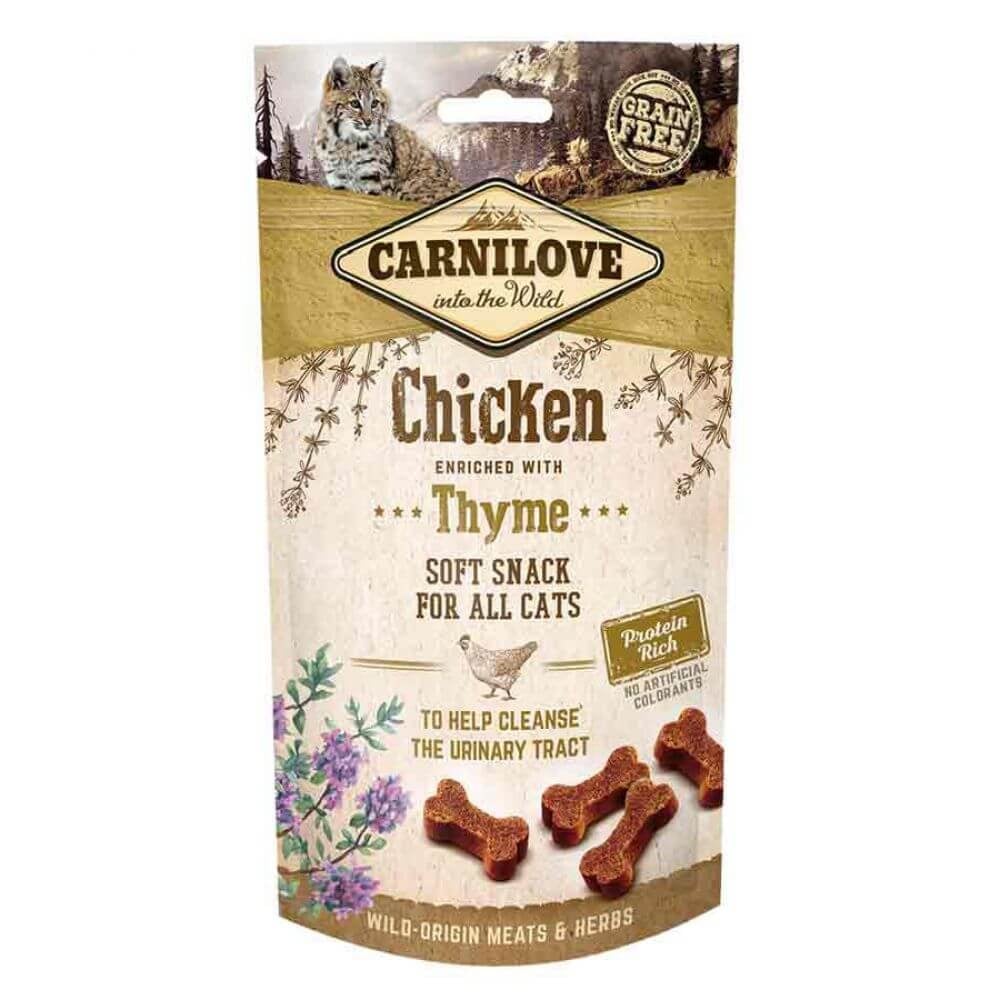 CARNILOVE Semi Moist Snack, Pui cu Cimbru, recompense funcţionale fără cereale pisici, sensibilităţi urinare, 50g - poza 1