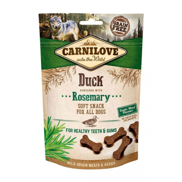 CARNILOVE Semi Moist Snack, Rață cu Rozmarin, recompense funcționale fără cereale câini, sensibilități dentare, 200g - poza 2