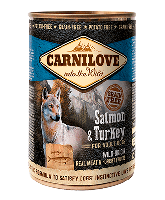 CARNILOVE, Somon și Curcan, conservă hrană umedă fără cereale câini, (în aspic), 400g - poza 1