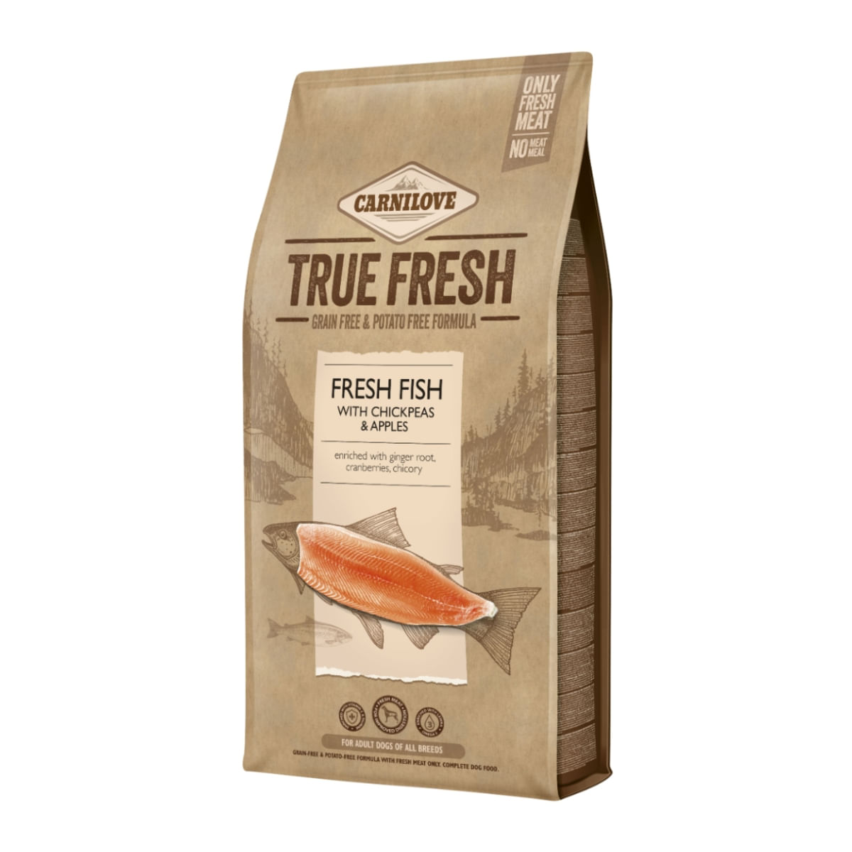 CARNILOVE True Fresh Adult S-XL, Pește proaspăt cu năut și mere, hrană uscată fără cereale câini, 11.4kg - poza 1