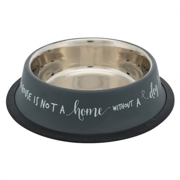 Castron din inox pentru caini 0.45l 19 cm gri