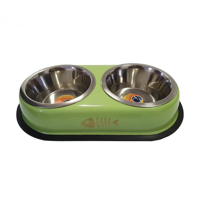 Castron dublu 4Dog din inox pentru caini pisici 2 x 0,95 L