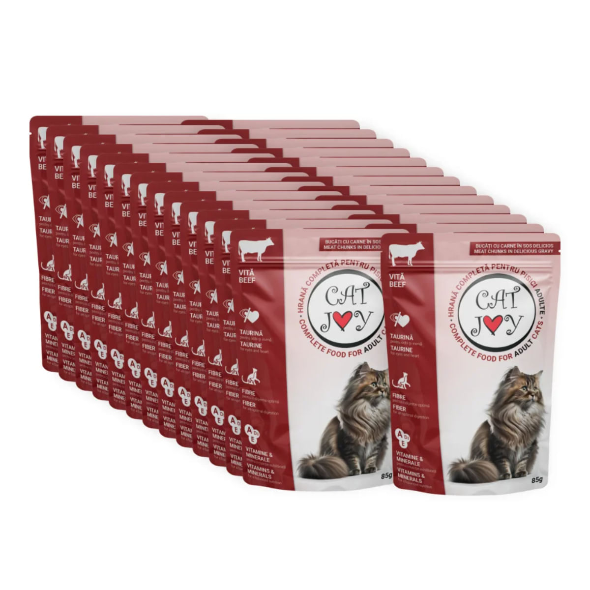 CAT JOY, Vită, plic hrană umedă pisici, (în sos), bax, 85g x 24buc - poza 2