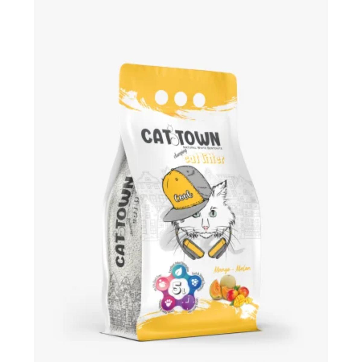 CAT TOWN, Mango, așternut igienic pisici, granule, bentonită, aglomerant, fără praf, 5l - poza 2