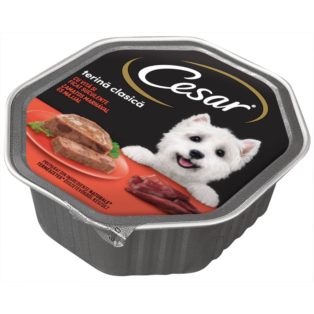 CESAR Terină clasică, Vită și Ficat, taviță hrană umedă câini, (pate), 150g - poza 4