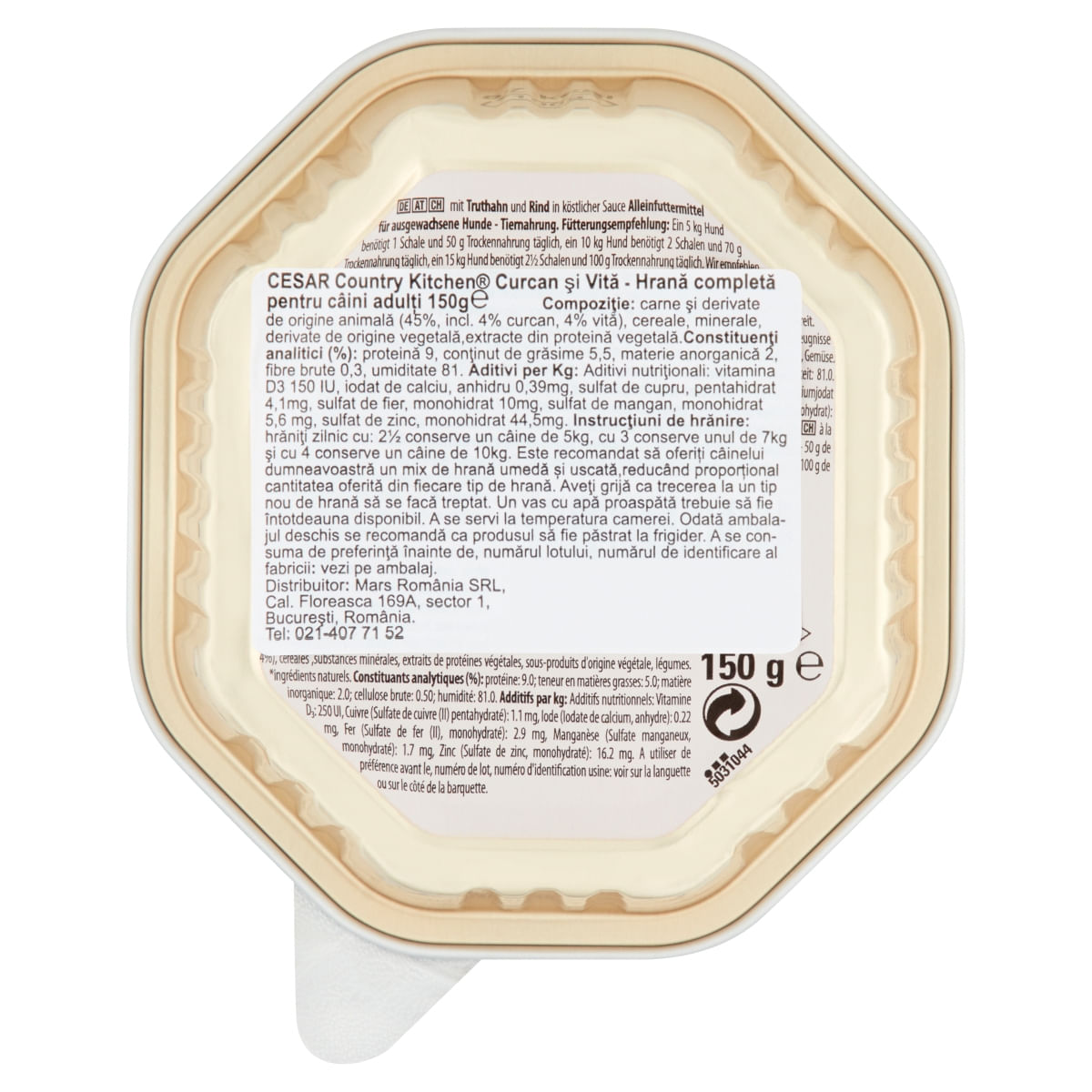 CESAR Tocăniță de țară, Curcan, Vită și Ierburi, taviță hrană umedă câini, (în suc propriu), 150g - poza 2