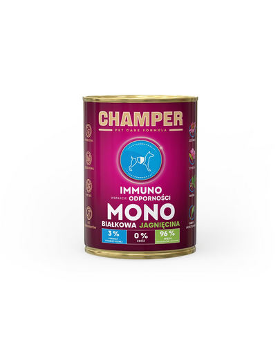 CHAMPER Immuno cu miel hrana pentru caini 400 g monoproteica