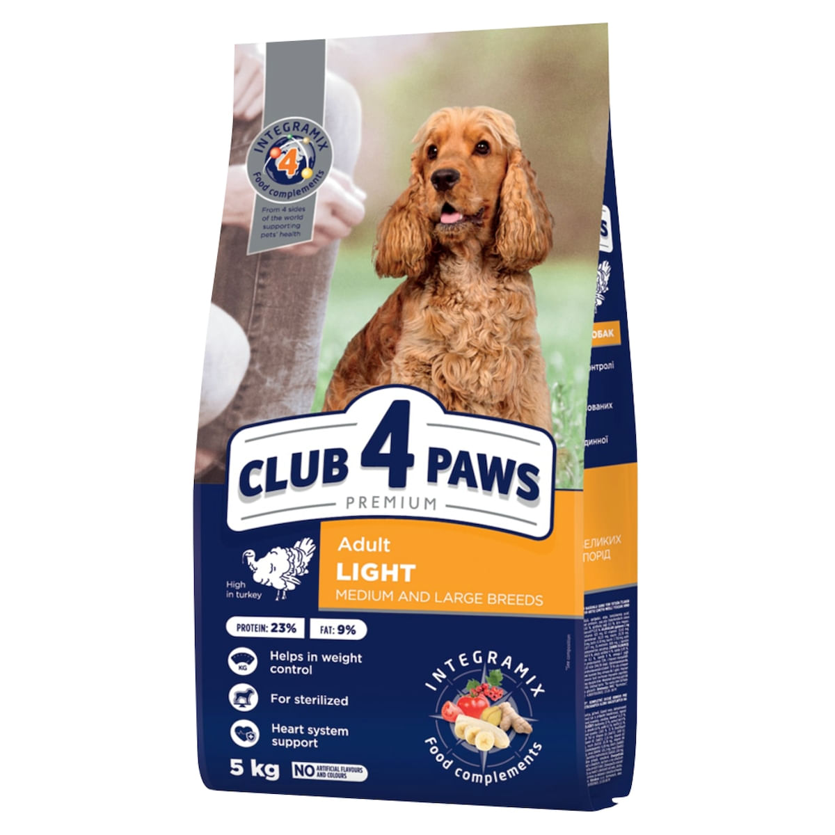 CLUB 4 PAWS Adult Light, M-XL, Curcan, hrană uscată câini, obezitate, 5kg - poza 1