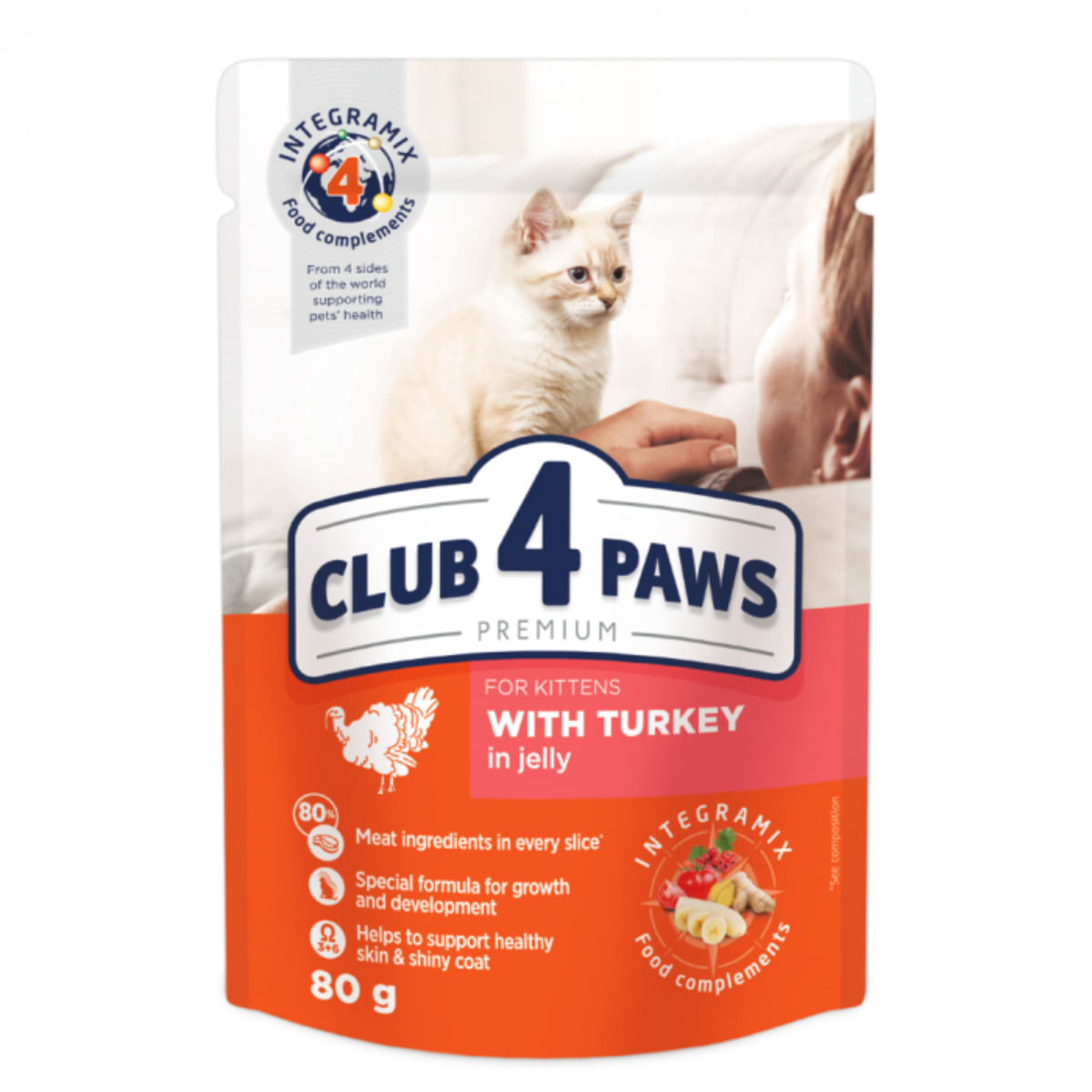 CLUB 4 PAWS, Curcan, plic hrană umedă pisici, (în aspic), 85g - poza 1