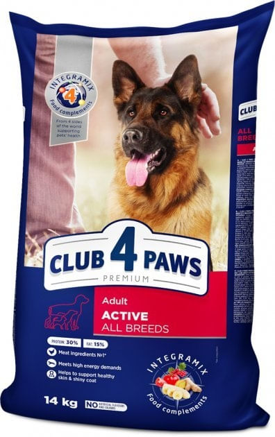 CLUB 4 PAWS Premium Active, Pui, hrană uscată câini, activitate intensă CLUB 4 PAWS Premium Active, XS-XL, Pui, hrană uscată câini, activitate intensă, 14kg - poza 1