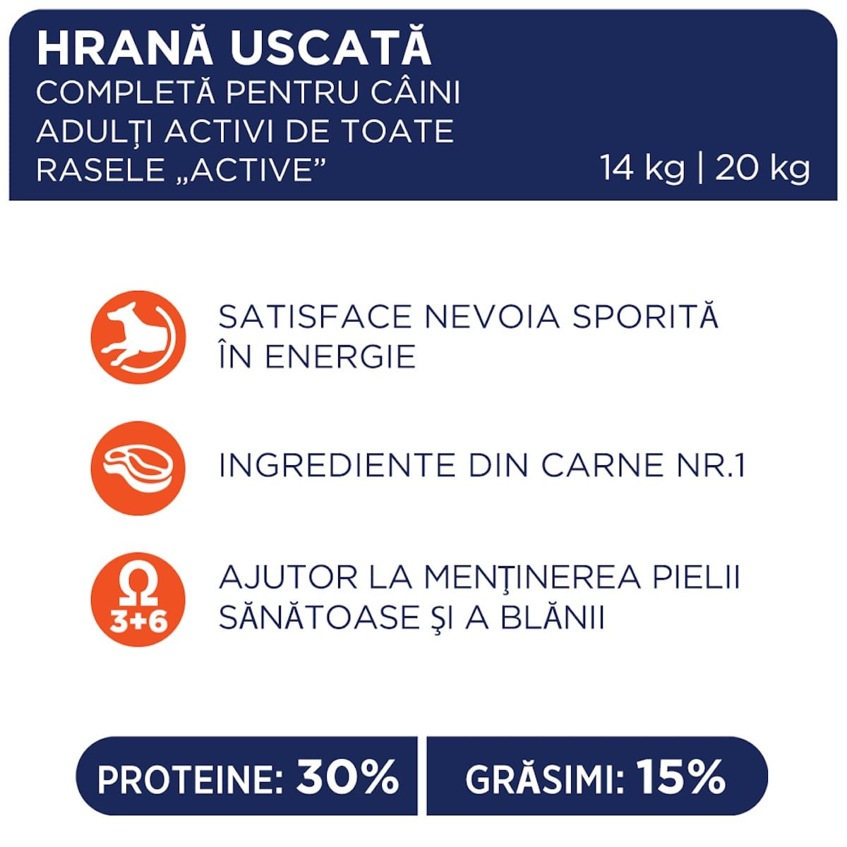 CLUB 4 PAWS Premium Active, Pui, hrană uscată câini, activitate intensă CLUB 4 PAWS Premium Active, XS-XL, Pui, hrană uscată câini, activitate intensă, 14kg - poza 3