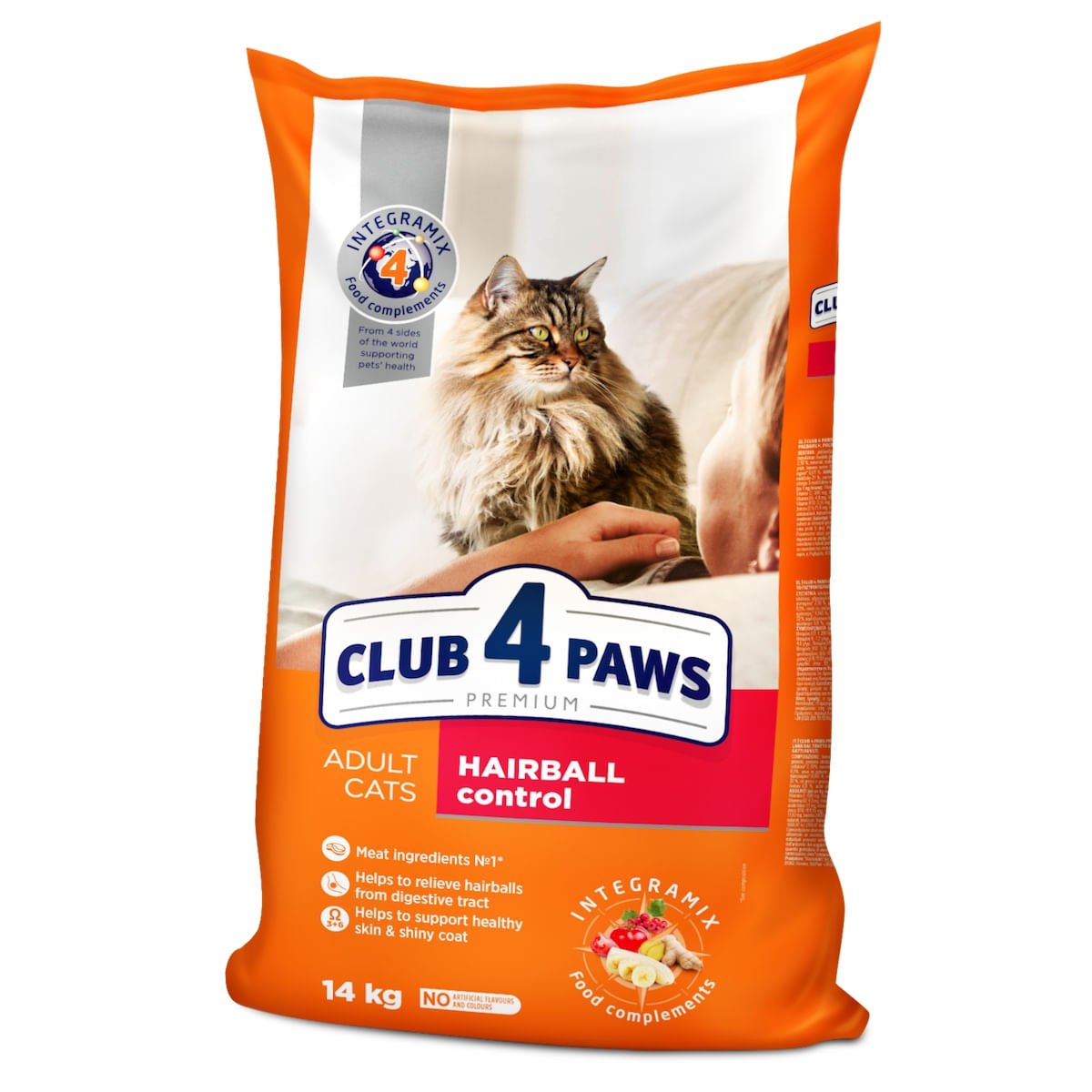 CLUB 4 PAWS Premium Hairball, Pui, hrană uscată pisici, limitarea ghemurilor de blană CLUB 4 PAWS Premium Hairball Control, Pui, hrană uscată pisici, limitarea ghemurilor de blană, 14kg - poza 1