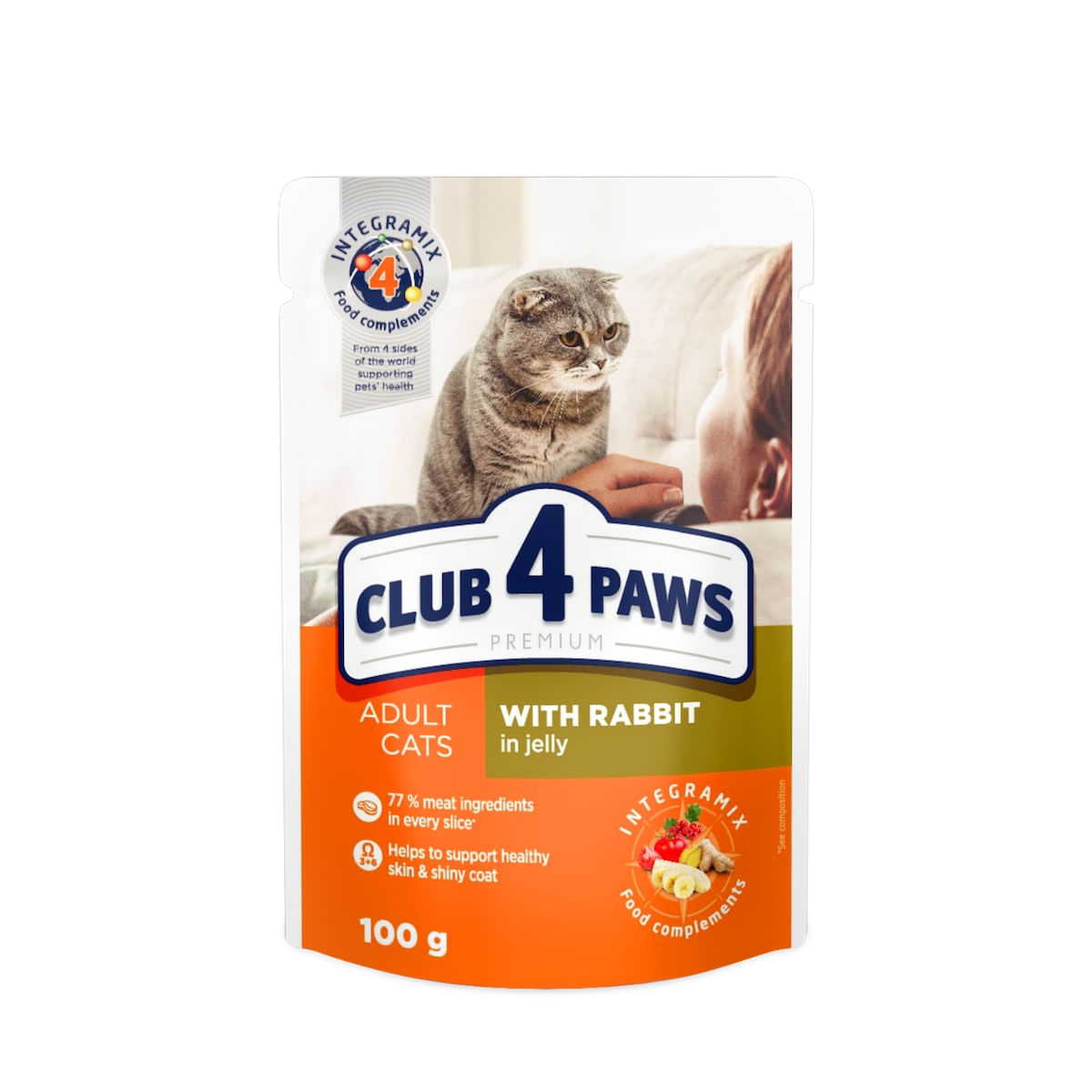 CLUB 4 PAWS Premium, Iepure, hrană umedă pisici, (în aspic) CLUB 4 PAWS Premium, Iepure, plic hrană umedă pisici, (în aspic), 100g - poza 1