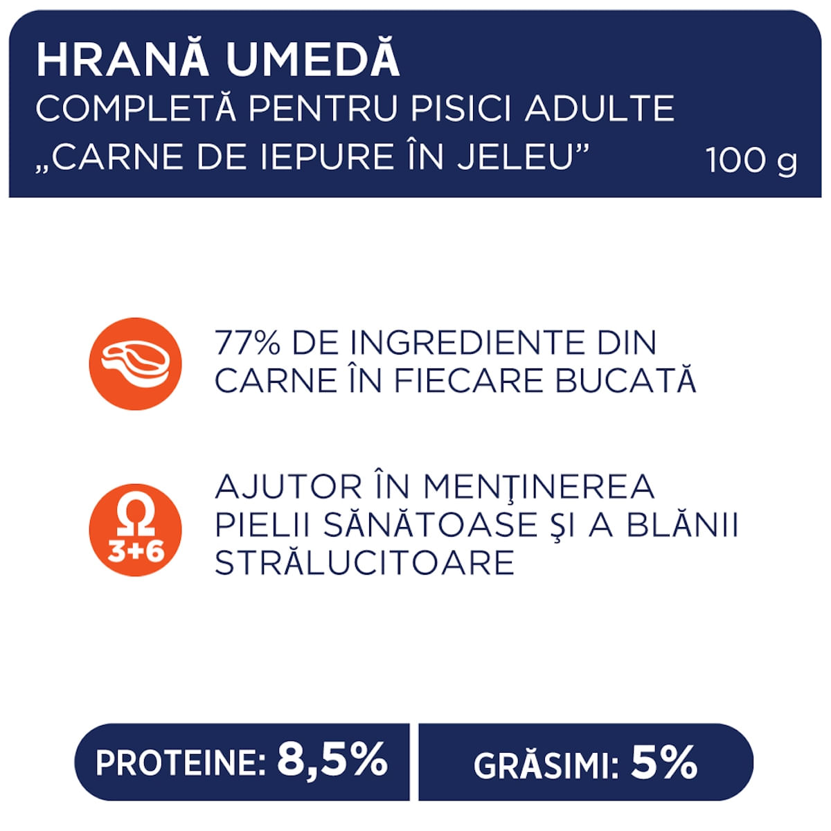 CLUB 4 PAWS Premium, Iepure, hrană umedă pisici, (în aspic) CLUB 4 PAWS Premium, Iepure, plic hrană umedă pisici, (în aspic), 100g - poza 5