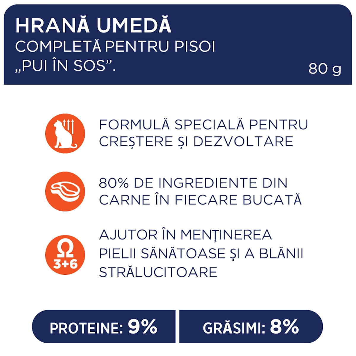 CLUB 4 PAWS Premium Kitten, Pui, hrană umedă pisici junior, (în sos) CLUB 4 PAWS Premium Kitten, Pui, plic hrană umedă pisici junior, (în sos), bax, 80g x 24buc - poza 3